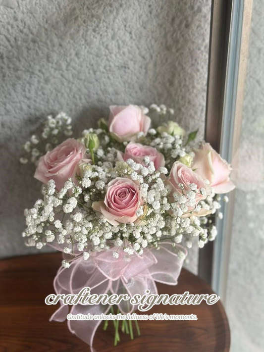 Blush Romance Wedding Bouquet & only Corsage*5
