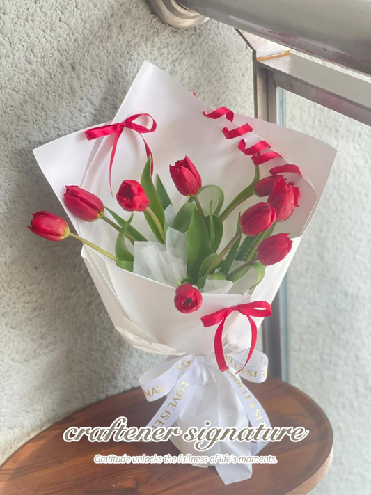 Crimson Whisper Blooms Bouquet