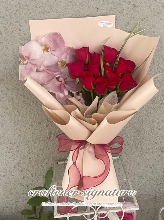 Elegant Orchid & Rose Hand Bouquet 💐✨