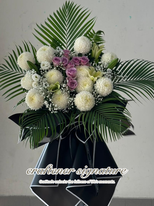 Condolence Stand – Lavender Rose Cross #1