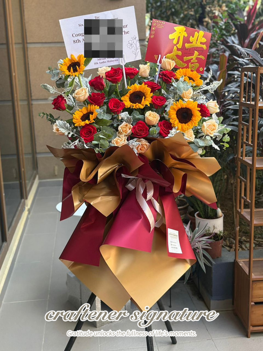 Golden Fortune Sunflower & Rose Opening Stand