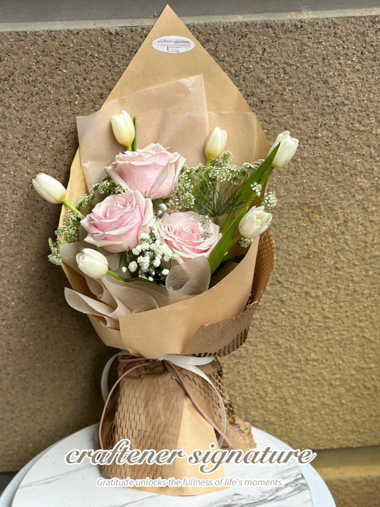 Soft Blush Tulip Rose Bouquet