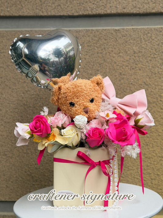 Teddy Love Soap Flower Box