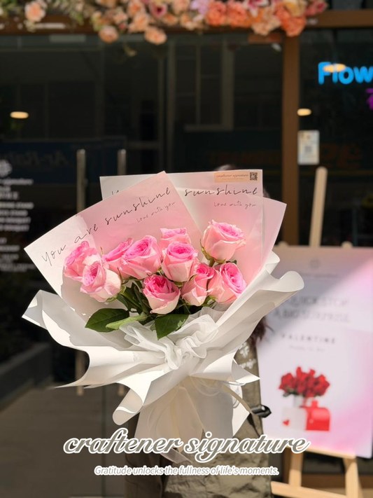 Sunshine Pink Rose Bouquet