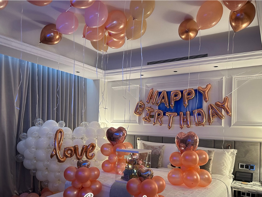 Rose Gold Dream Birthday Room Setup