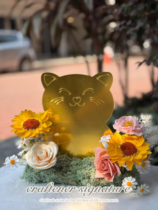 Fortune Cat Mirror Floral Stand