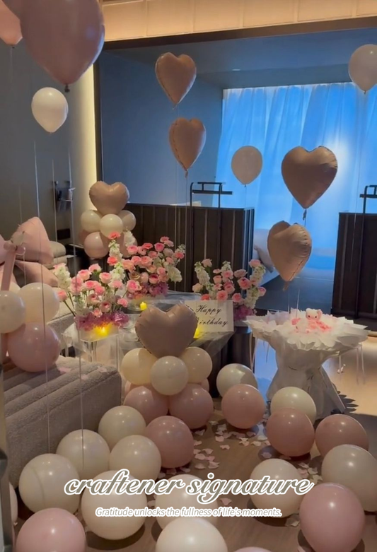 Pink Dream Birthday Balloon and Fresh Flowers Setup