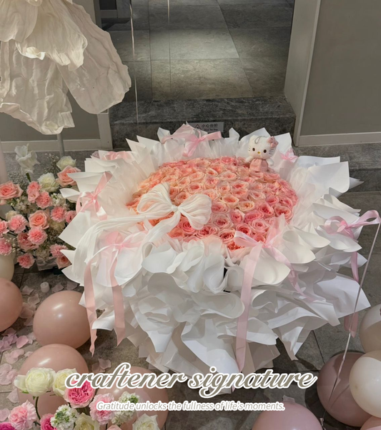 Pink Kitty Birthday Flora & Balloon Setup
