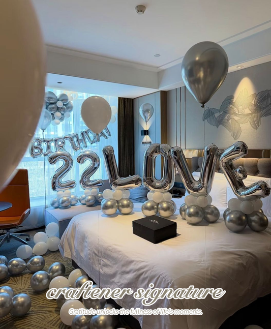 Silver Birthday Room Setup
