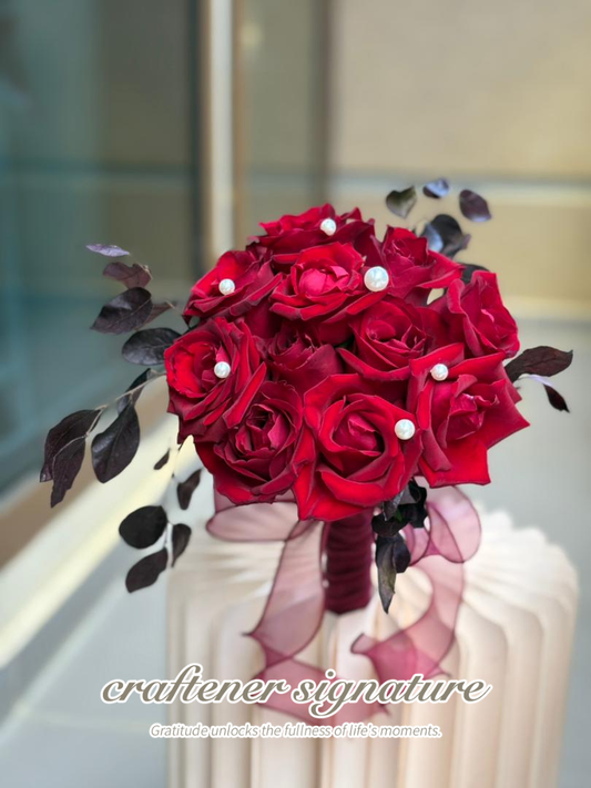 Crimson Pearl Bridal Bouquet ❤️