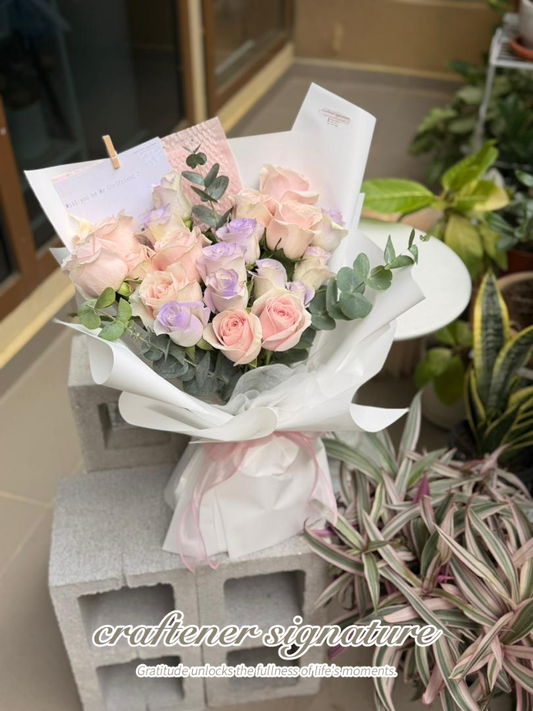 Pastel Romance Rose Bouquet (20)