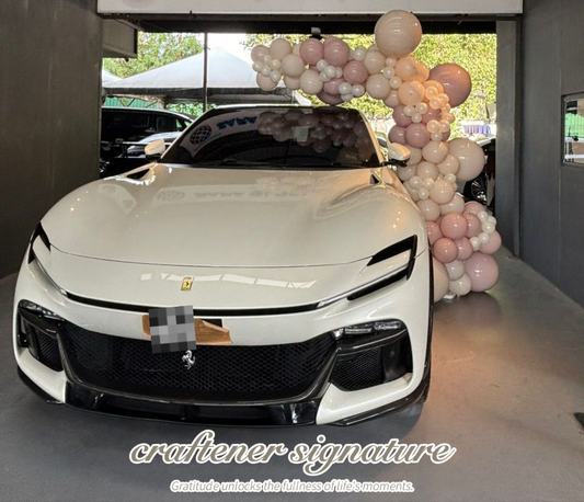 Blush Luxe Car Delivery Balloon Arch