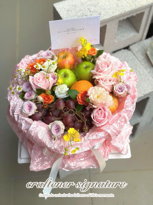 Craftener Signature Sweet Blessings Fruit Flower Box (8inch)