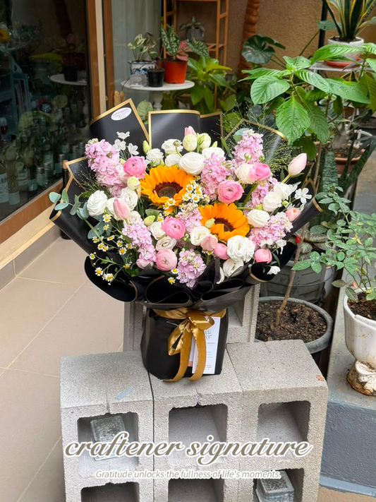 Sunlit Blush Garden Bouquet