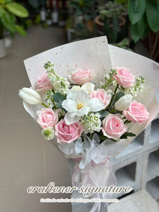 Soft Pink & White Fresh Flower Bouquet