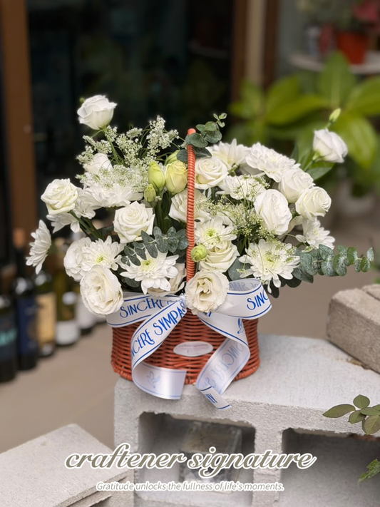 Craftener Signature White Sympathy Floral Basket