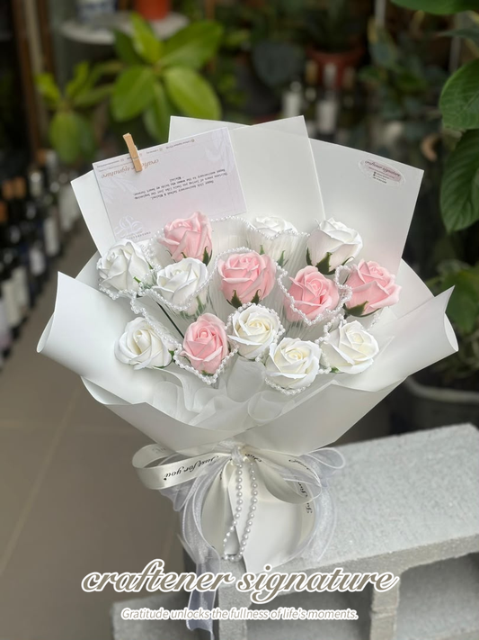 Pearl Blush Soap Rose Bouquet