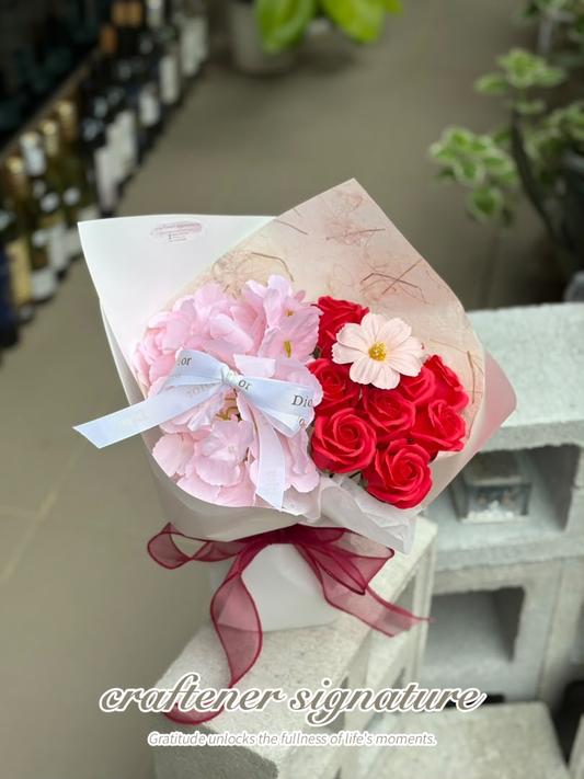 Craftener Signature Dior-Inspired Luxury Soap Flower Bouquet Red Roses