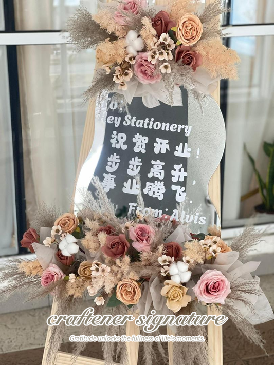 Acrylic Floral Mirror Stand (Dried & Soap Flower Design) #4