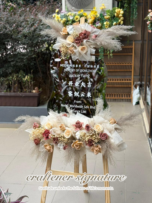 Acrylic Floral Mirror Stand (Dried & Soap Flower Design) #4