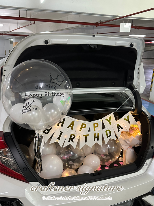 Car Boot Surprise-White & Gold Birthday Surprise