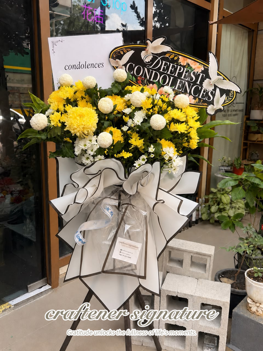 Serene Farewell Chrysanthemum Condolence Stand #24
