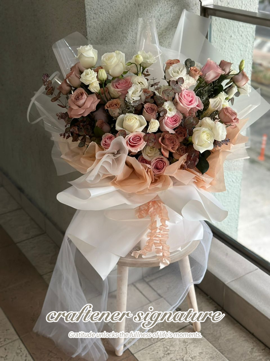 Vintage Roses and Ethereal Gossamer Proposal Bouquet