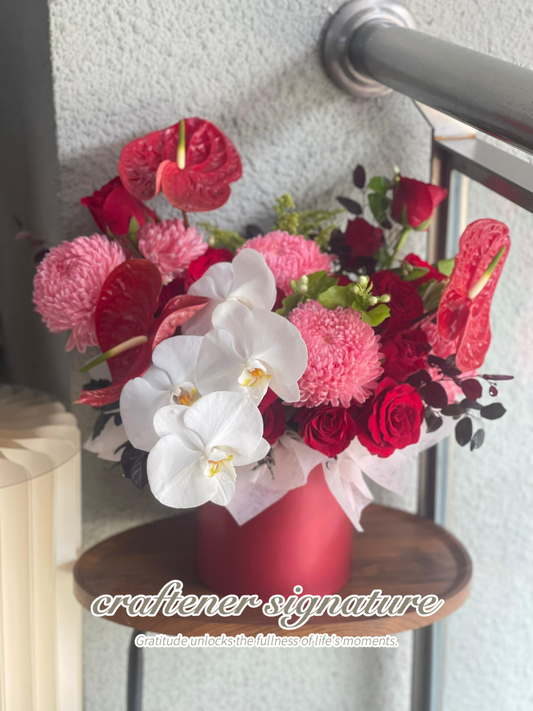 Crimson & Calm Fresh Flower Basket