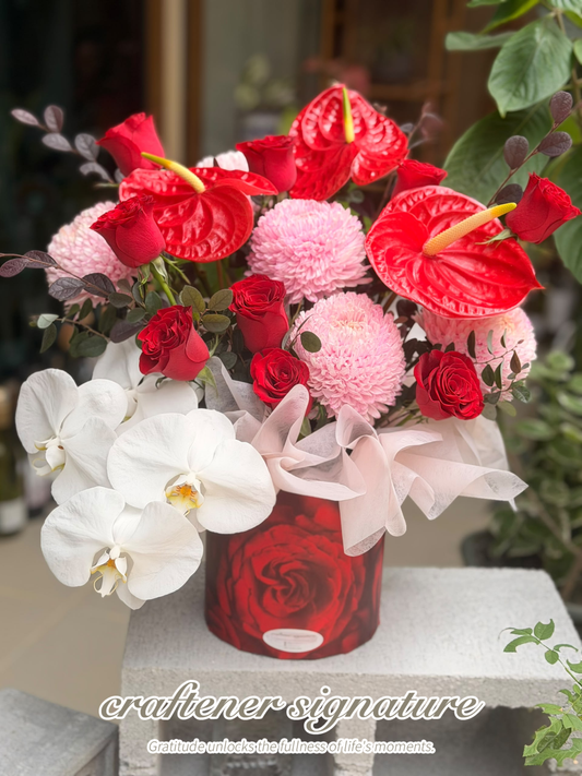 Crimson & Calm Fresh Flower Basket