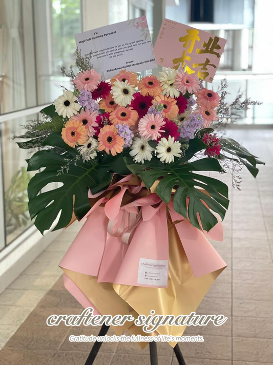 Pastel Bloom Prosperity Gerbera Opening Stand