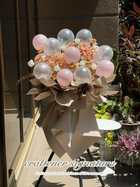 Blush Champagne Artificial Balloon Bloom stand