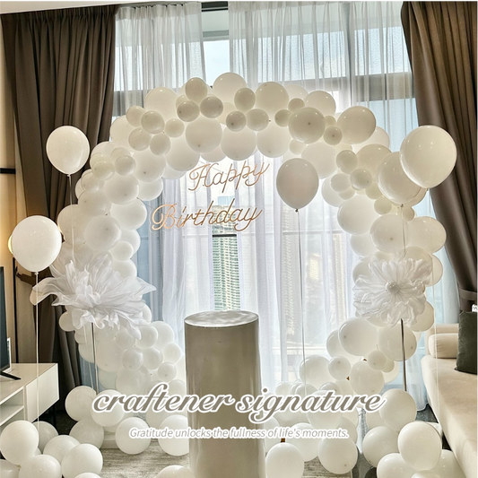 Pure White Balloon Arch Birthday Backdrop