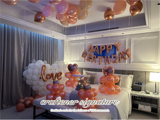 Rose Gold Dream Birthday Room Setup
