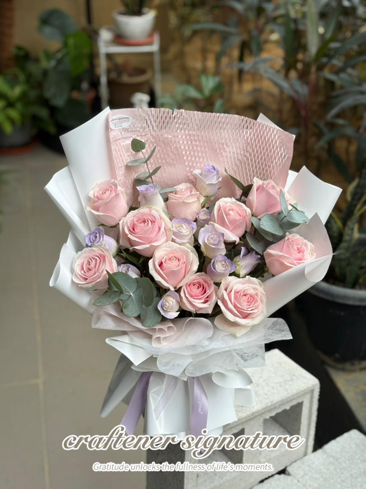 Craftener Signature Pastel Romance Rose Bouquet （20）