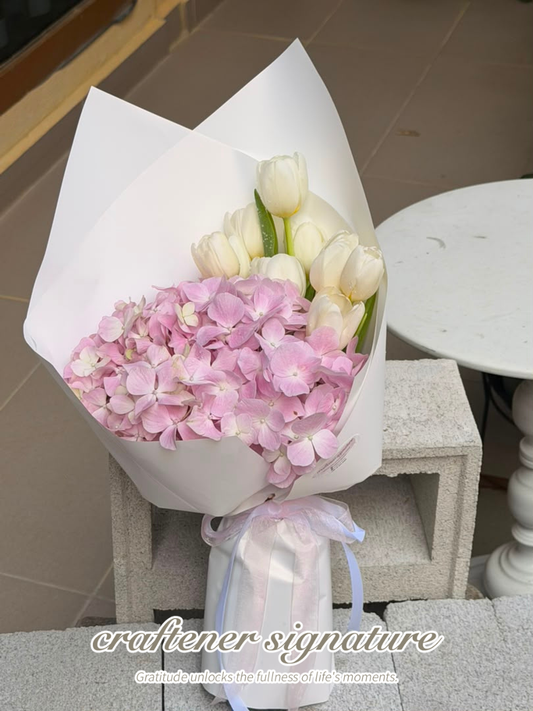 Hydrangea Tulip Pastel Bouquet