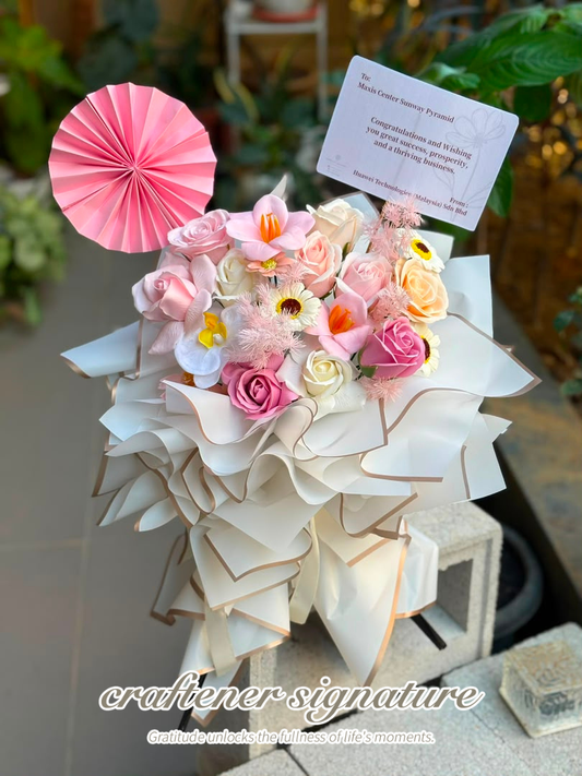 Craftener Signature Mini Table Grand Opening Stand (Artificial Soap Flowers)