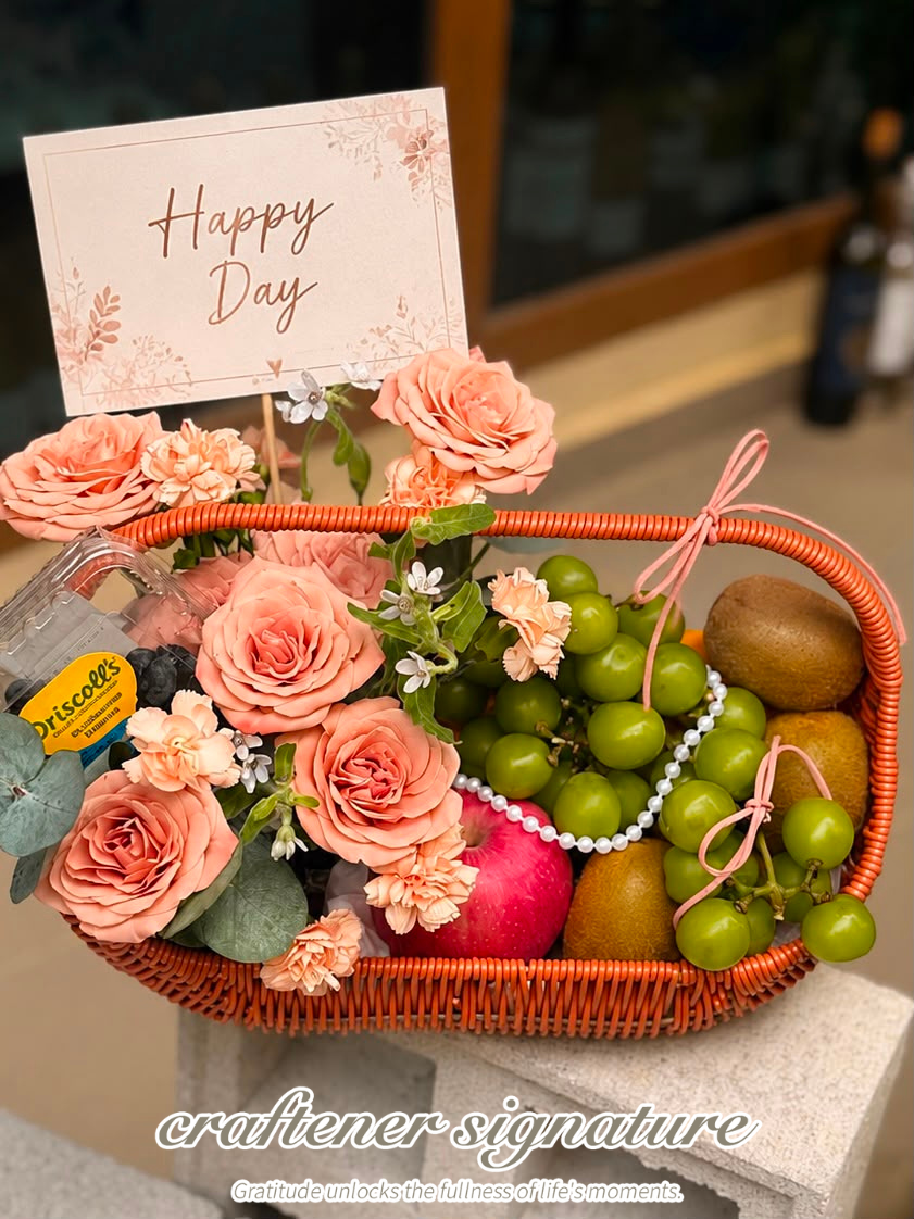 Craftener Signature Fresh Fruit & Flower Basket