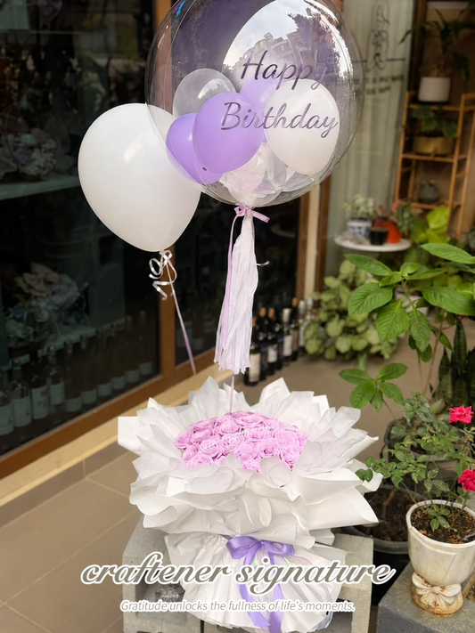 Lavender Bubble Balloon Soap Rose Bouquet