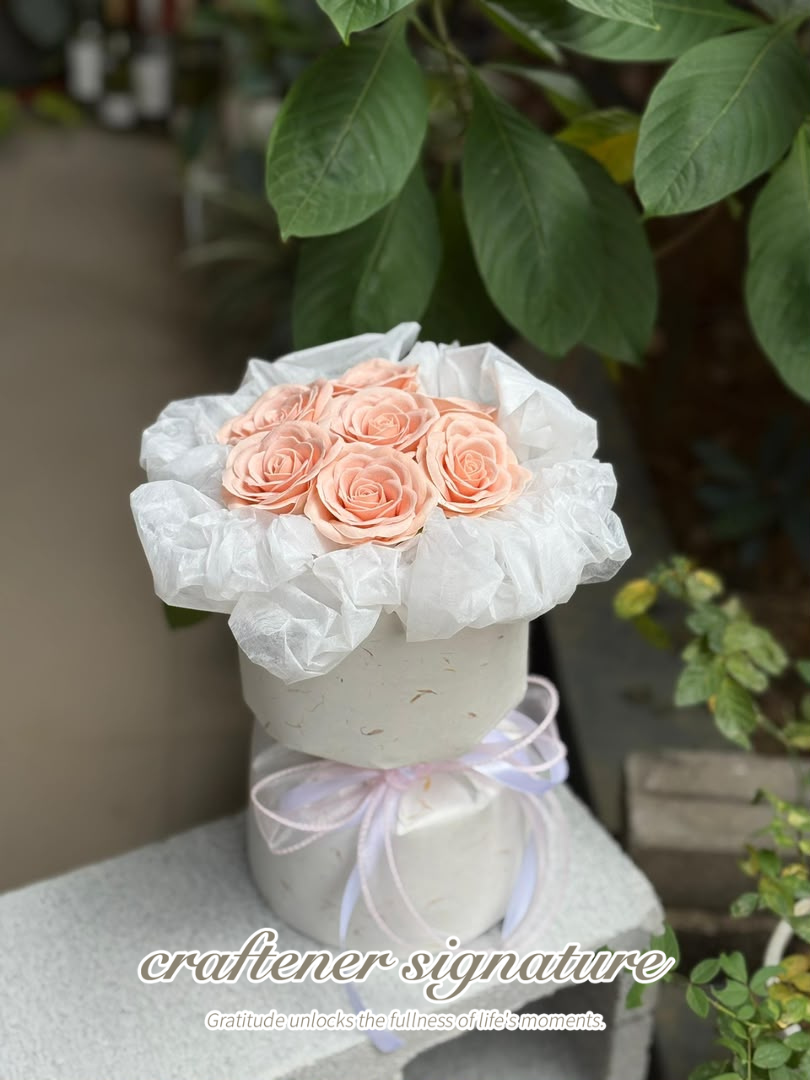 Craftener Signature Peach Rose Soap Flower Bouquet