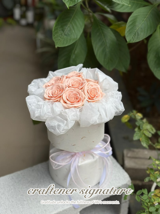 Craftener Signature Peach Rose Soap Flower Bouquet