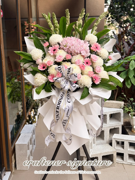 Craftener Signature Pink & White Condolence Floral Stand